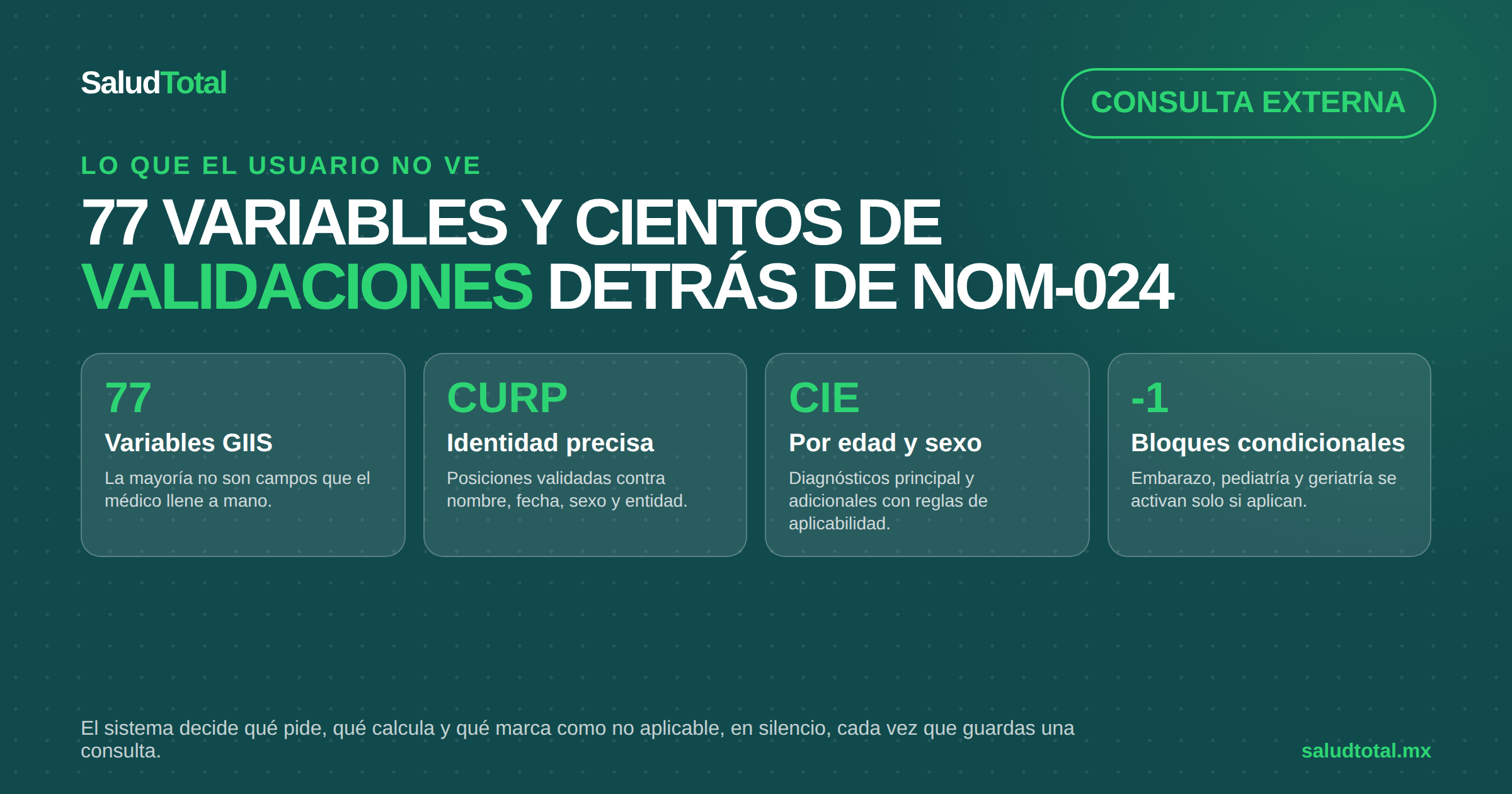 Las 77 variables y validaciones de consulta externa detrás de la NOM-024